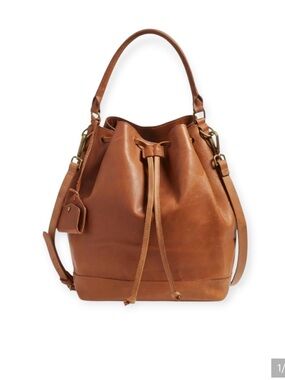 MADEWELL Lafayette Bucket Bag Brown Leather Drawstring Bag